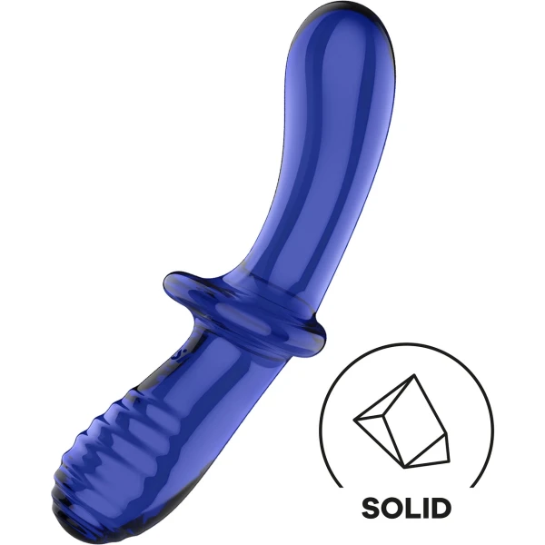 Satisfyer 7.75" Double Crystal Double-Sided Glass Dildo - Blue