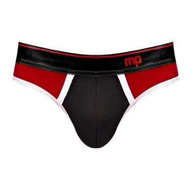 Men s Lingerie Retro Sport Panel Jock S M Black Red