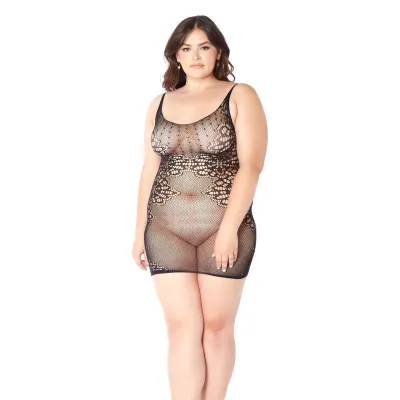 Floral Chemise Queen Size Black
