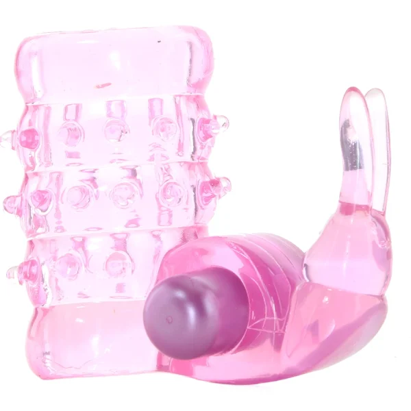 Basic Essentials Stretchy Vibrating Bunny Enhancer - Pink