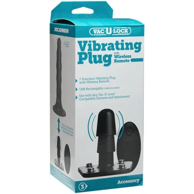 Vac U Lock Vibrating Plug With Snaps Wireless Remote Black