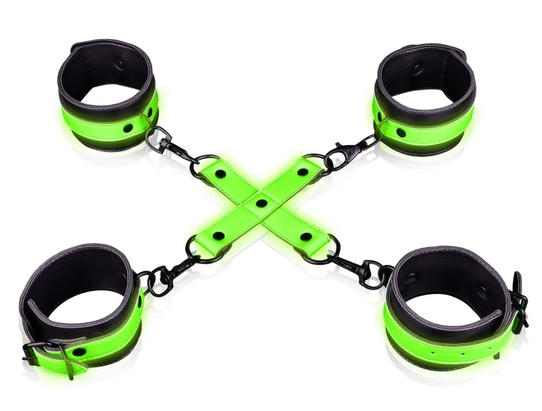 Hand and Ankle Cuffs With Hogtie - Glow in the  Dark