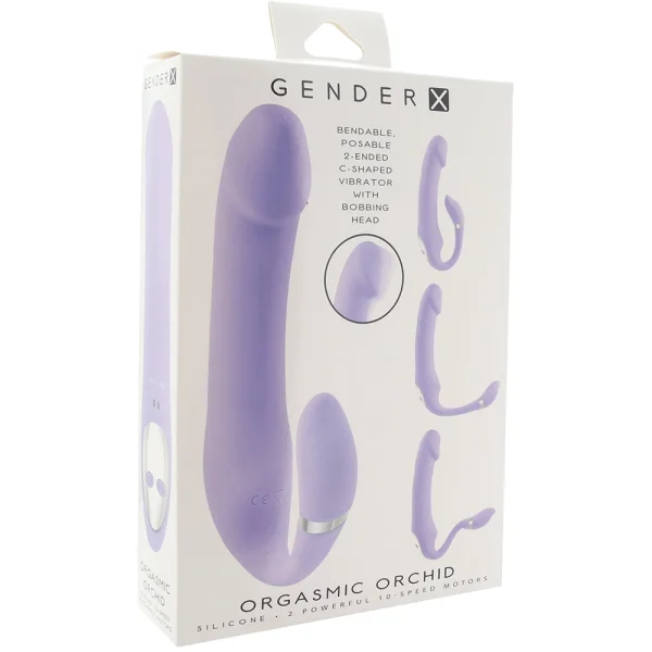 Gender X Orgasmic Orchid Rechargeable Silicone Vibrator With Flexible Clitoral Stimulator - Purple