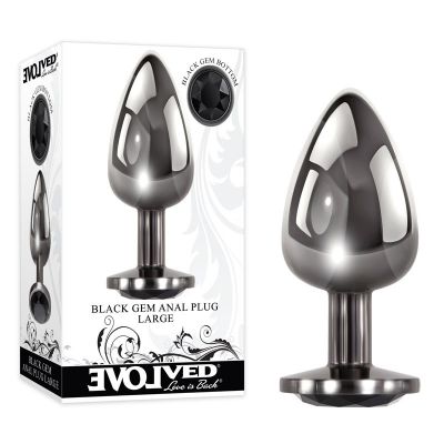 Evolved Black Gem Anal Plug Large Metallic 9 5 cm Large Butt Plug with Black Gem Base
