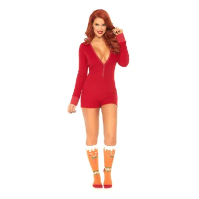 Brushed Rib Romper Small Medium Red