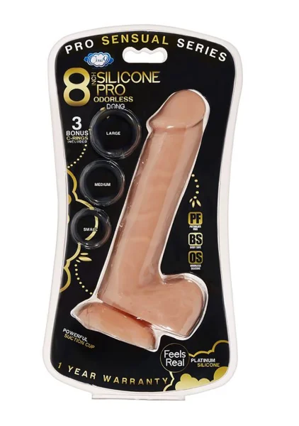 Cloud 9 - Pro Sensual Premium Silicone Dong W/ 3 C Rings Tan 8 inch