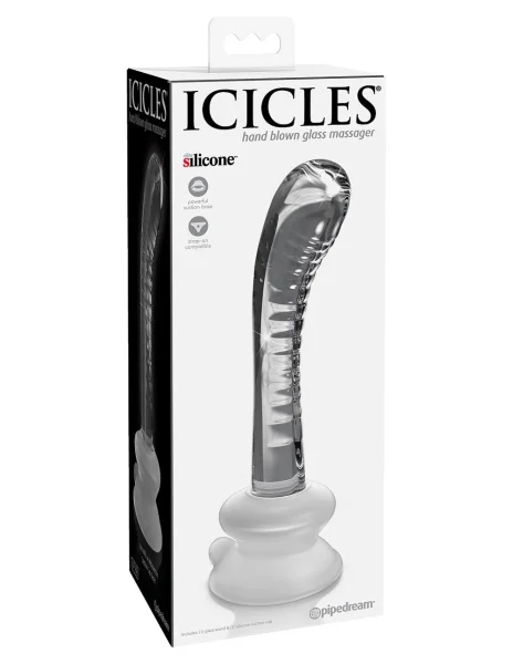 Icicles No. 88 G-Spot Glass Textured Dildo with Removable Suction Cup 6 Inch