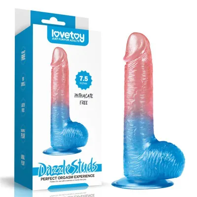 Dazzle Studs Dildo 7 5in Pink Blue