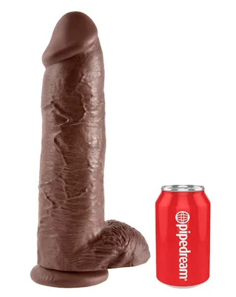 King Cock With Balls 12 Inch - Brown - 12 Inch