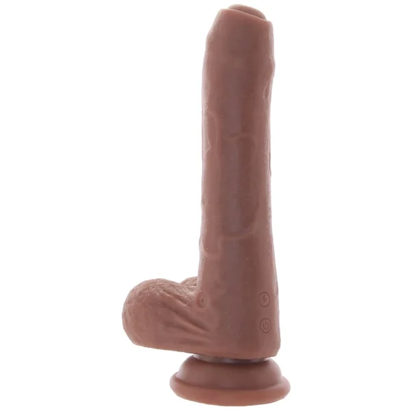Peek A Boo Uncut Vibrating Rechargeable Silicone Suction Cup Dildo By Evolved Novelties - Chocolate