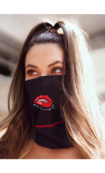 Mapale Black/Red Lips Face/Neck Bandana