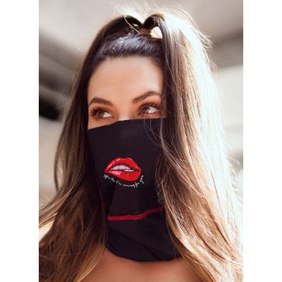 Mapale Black Red Lips Face Neck Bandana