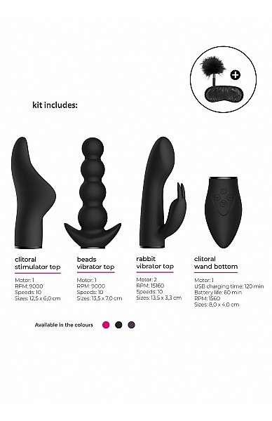 Switch Pleasure Kit #6 Black 3-in-1 Rechargeable Interchangeable Toy Kit