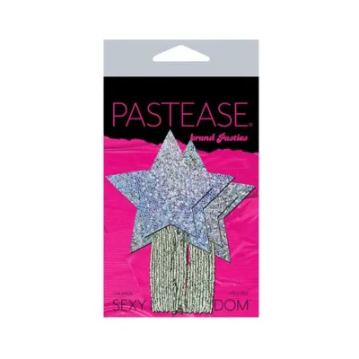 Pastease Tassel Pasties Black Glitter Star Pastease With Long Fringe Nipple Pasties
