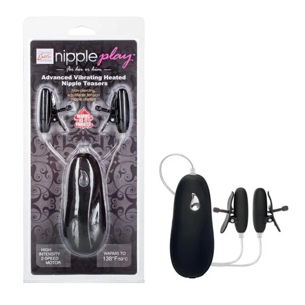 Advanced Vibrating Heated Nipple Teasers Black