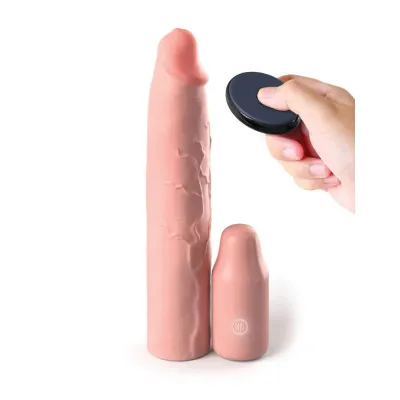 Fantasy X Tensions Elite 9 Inch Sleeve Vibrating 3 Inch Plug With Remote Light