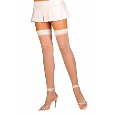 Sheer Thigh High Queen Size White