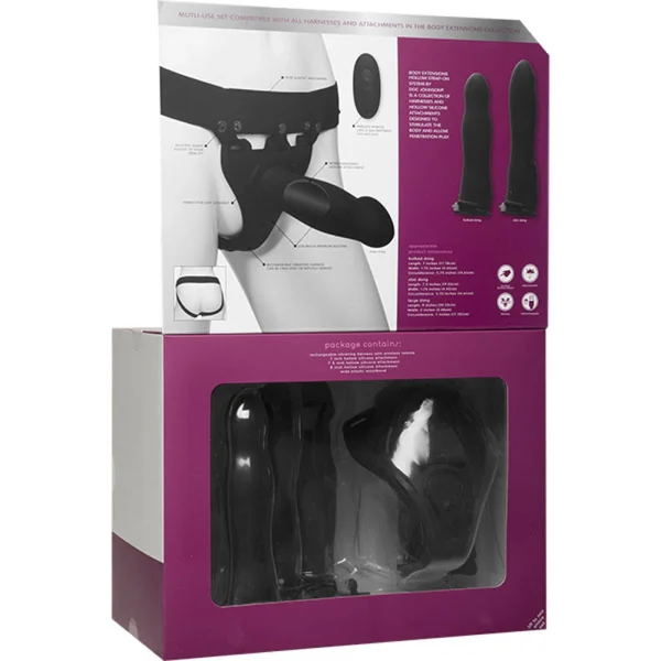 Body Extensions Hollow Strap-on 4-piece Set With Clitoral Vibrator Black