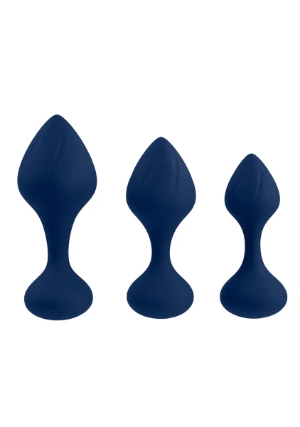 Playboy Pleasure Tail Trainer Silicone 3 Piece Anal Training Kit - Navy