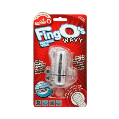 The Fing Os Fun Finger Vibe Silicone Waterproof 6 Per Display Wavy Only Clear