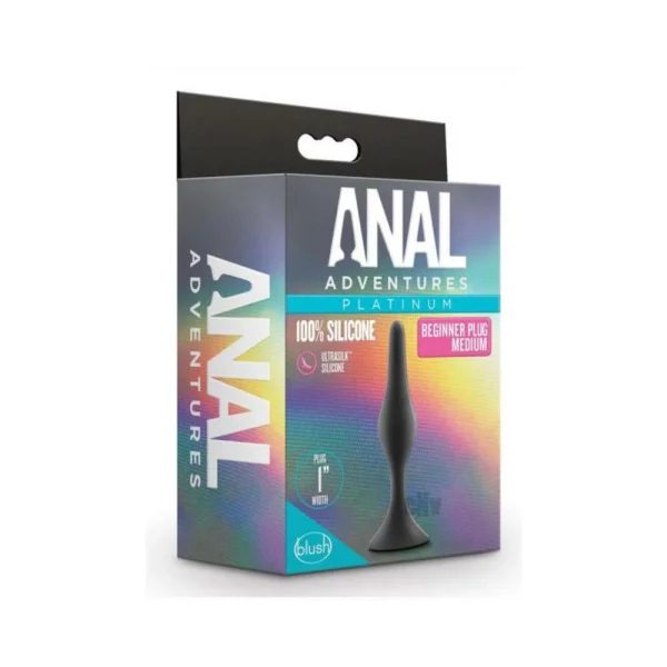 Anal Adventures Platinum - Silicone Beginner Plug  - Medium - Black