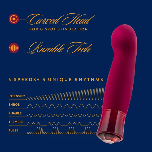 Oh My Gem Classy Rechargeable Silicone Warming G-Spot Vibrator By Blush - Garnet Red