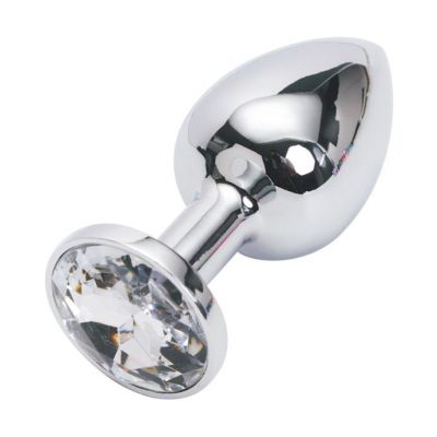 Jewelled Butt Plug Small Silver Clear 3 Inch