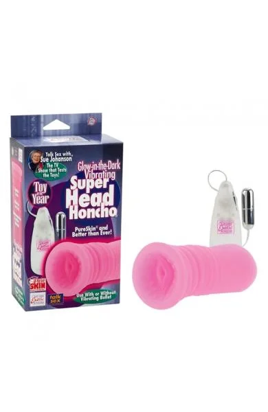 Sue Johanson Glow In The Dark Vibrating Super Head Honcho Pink