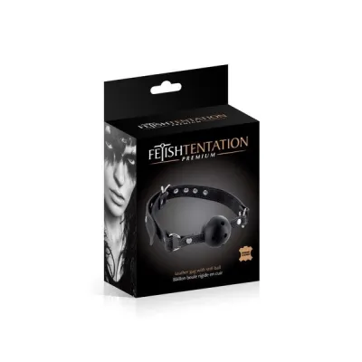 Fetish Tentation Premium Leather Gag with Stiff Ball
