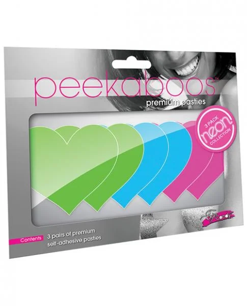 Neon Heart Pasties Value Pack Of 3 O/S