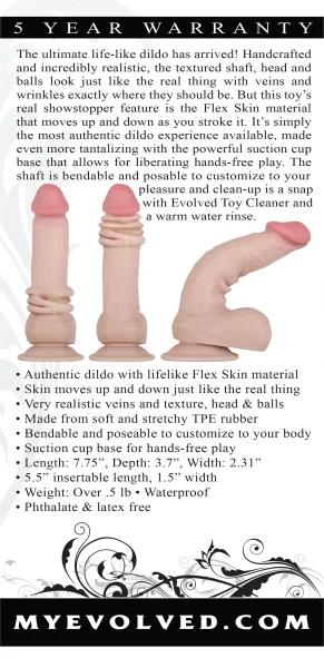Flexskin Poseable Dildo - 7.75 Inch - Light