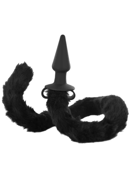 Tailz Bad Kitty Black Silicone Anal Plug With Bendable Black Cat Tail
