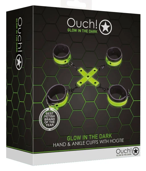 Hand and Ankle Cuffs With Hogtie - Glow in the  Dark