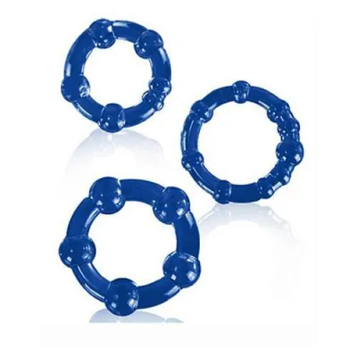 Stay Hard Beaded Cock Rings 3 Pack Blue