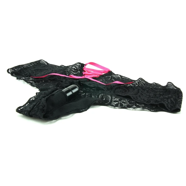 Hustler Vib Panty Black with Pink Lace M/L