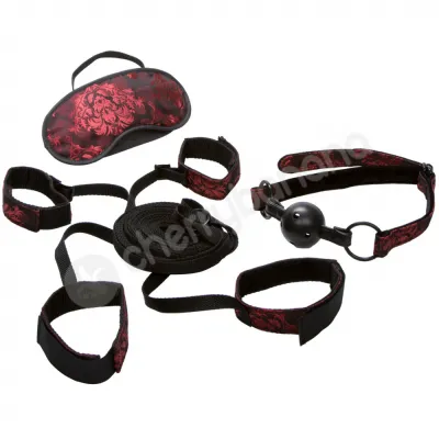 Scandal Bed Restraint Kit Cross Style Bed Restraints Plus Gag Mask