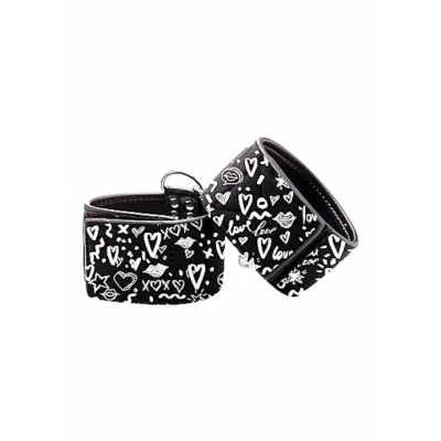 Printed Ankle Cuffs Love Street Art Black One Size