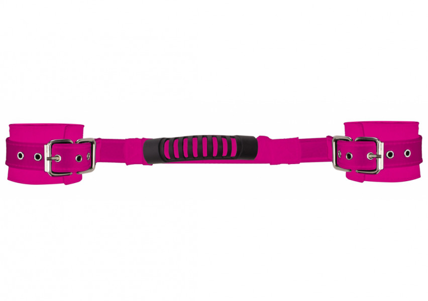 Adjustable Leather Handcuffs - Pink - Leather Handcuffs