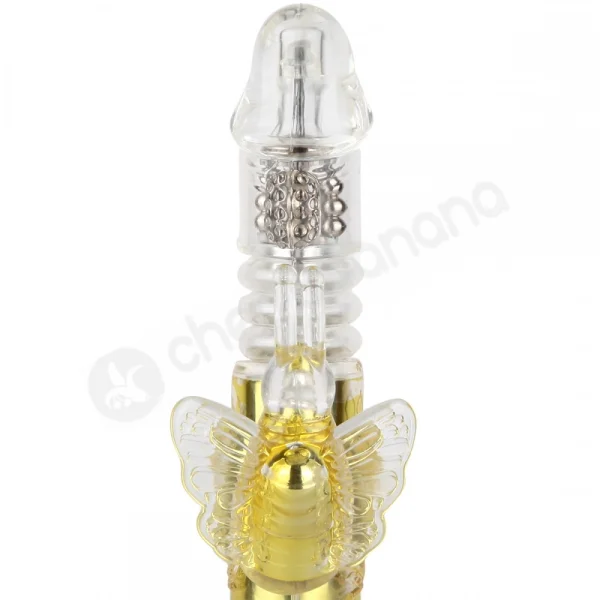 Cherry Banana Butterfly Lover Thrusting 42 Function Rechargeable Gold Vibrator