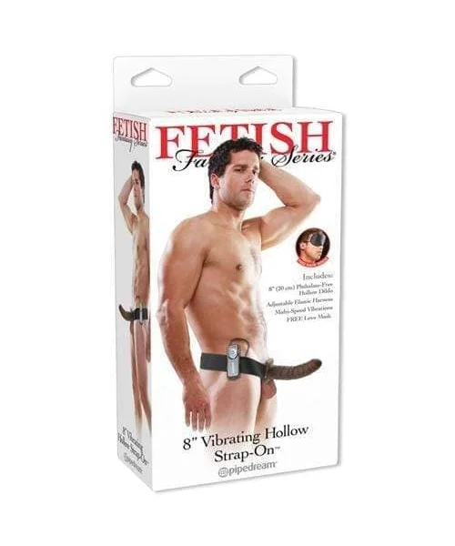 Fetish Fantasy Series 8-Inch Vibrating  Hollow Strap-on - Brown