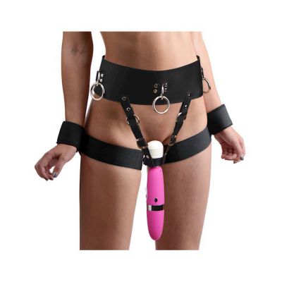 Forced Orgasm Belt And Wand Restraint Kit Black