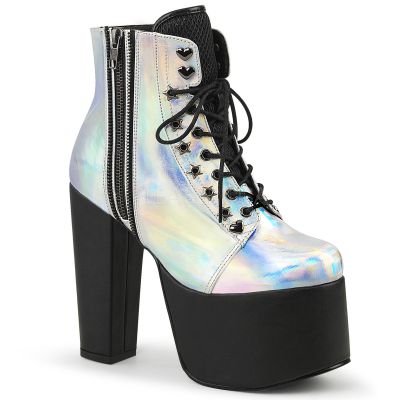 5 1 2 inches Heel 3 inches PF Lace Up Ankle Boot w Outer Metal Zipper