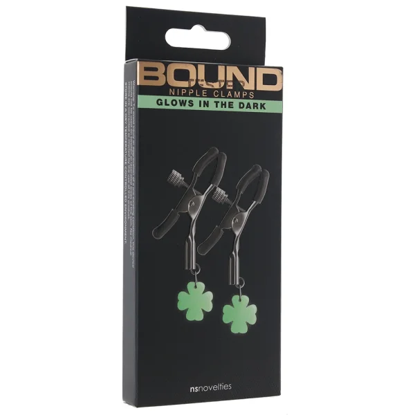 Bound Adjustable G4 Glow In The Dark Nipple Clamps by NS Novelties - Gunmetal