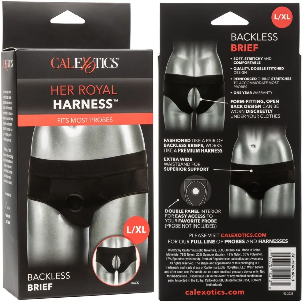 Her Royal Harness Backless Brief  Strap-On Harness by CalExotics - Large / X-Large