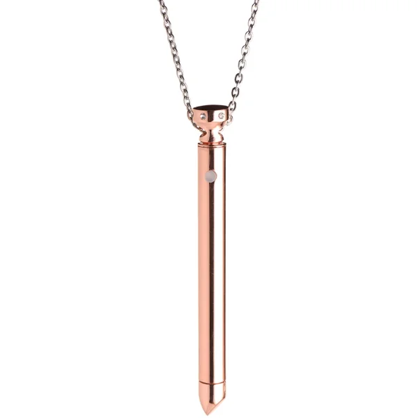 Charmed 7X Rechargeable Stainless Steel Vibrating Necklace - Rose Gold