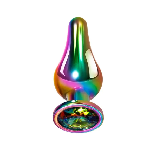 Evolved Rainbow Metal Plug - Small Coloured 9.4 cm Small Butt Plug with Gem Base