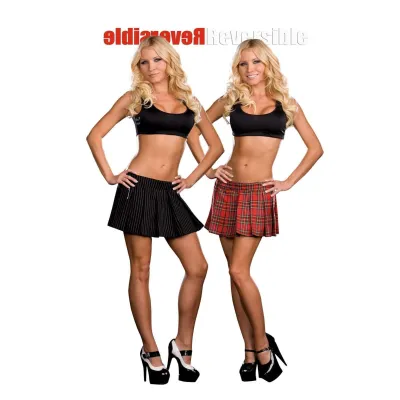 Dreamgirl Reversible School Girl Gangster Skirt Multi Large