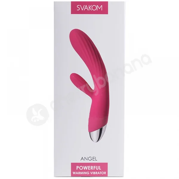 Svakom Angel Pink Heating Ribbed Rabbit Dual Stimulation Vibrator