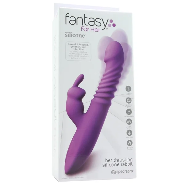 Thrusting Rotating Silicone Rabbit Vibrator - It's Warming!