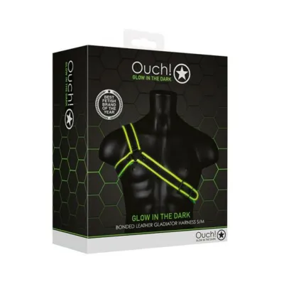 Ouch Glow Gladiator Harness Glow In The Dark Green S m